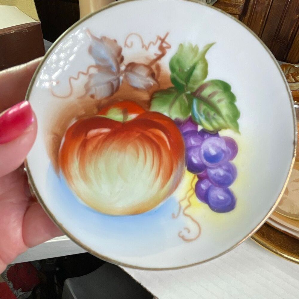Vintage Lefton Porcelain Hand Painted 4” plate wall hanger 6932 #6